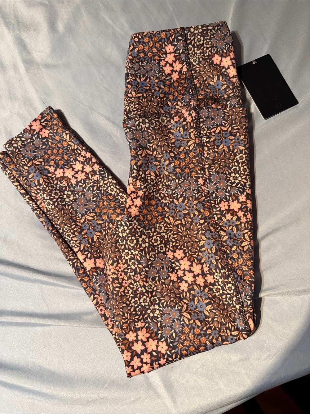 Danskin Floral Performance Leggings in Brown, Pink & Blue